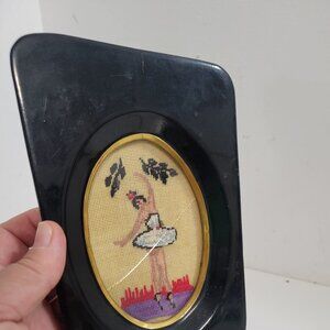 Super wild Shaped 1940's Picture Frame-with Ballerina Petit Pointe